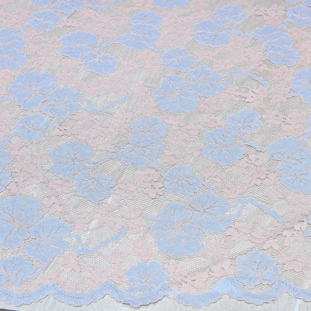 Cotton Lace Embroidery Fabric | Elegant Floral Embroidered Lace Ethnic Fabric-AT10926B-A4