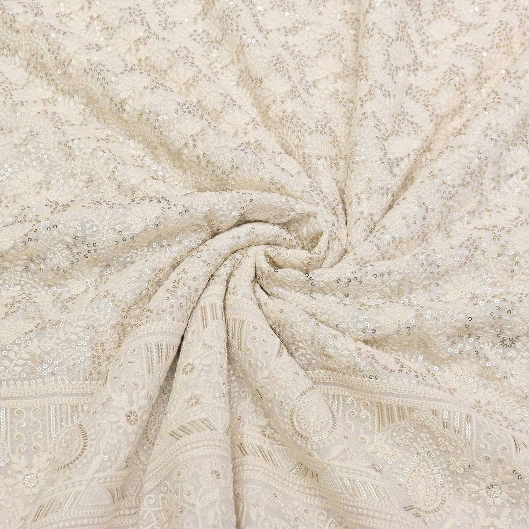 Dyable Georgette Sequins Embroidery Fabric 54" | SC0R309