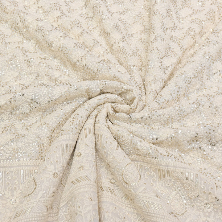 Dyable Georgette Sequins Embroidery Fabric 54" | SC0R309