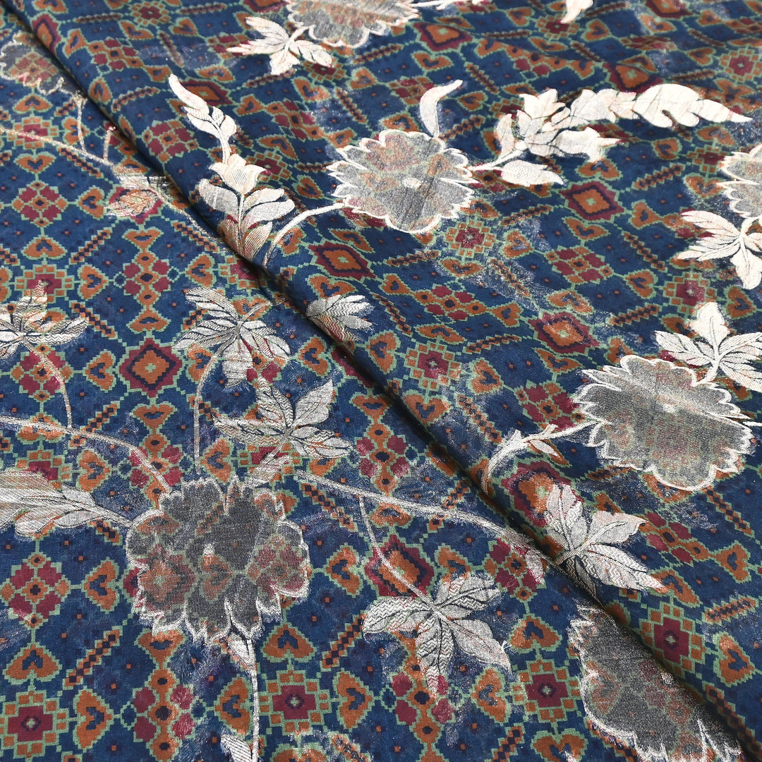 Viscose Organza Digital Print & Zari Jacquard Design Fabric – Designer Fusion Fabric- MTF385-2