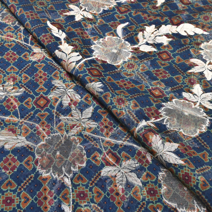Viscose Organza Digital Print & Zari Jacquard Design Fabric – Designer Fusion Fabric- MTF385-2