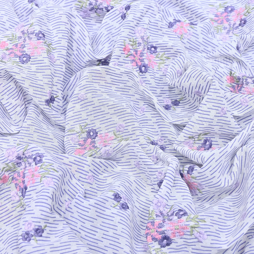Premium Cotton Malmal Discharge Print Embroidery Fabric | Soft Lightweight Designer Fabric- GP4168-1