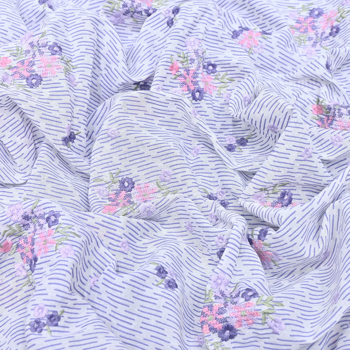 Premium Cotton Malmal Discharge Print Embroidery Fabric | Soft Lightweight Designer Fabric- GP4168-1