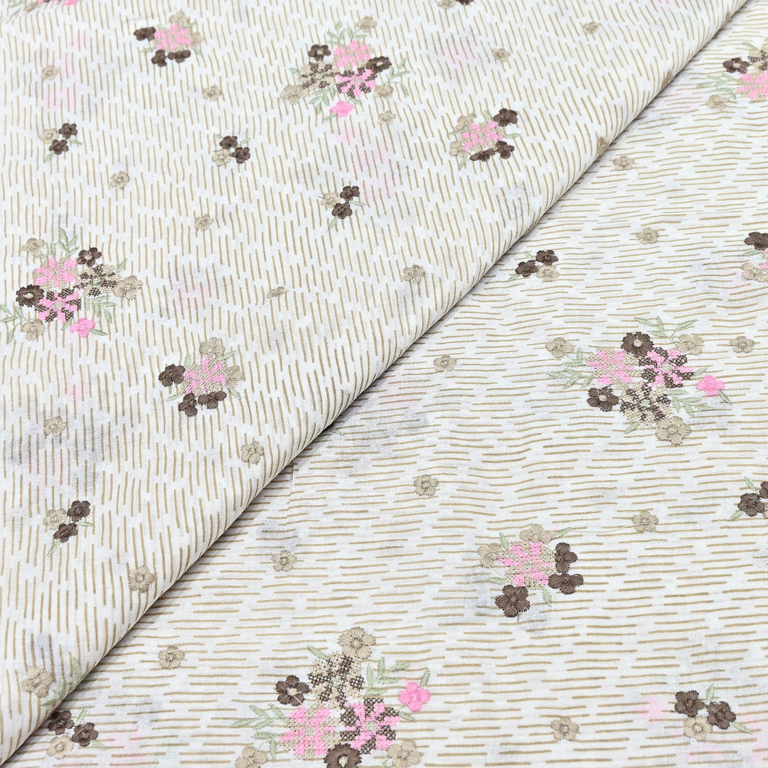 Premium Cotton Malmal Discharge Print Embroidery Fabric | Soft Lightweight Designer Fabric- GP4168-7