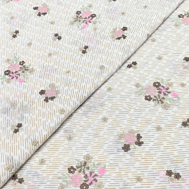 Premium Cotton Malmal Discharge Print Embroidery Fabric | Soft Lightweight Designer Fabric- GP4168-7