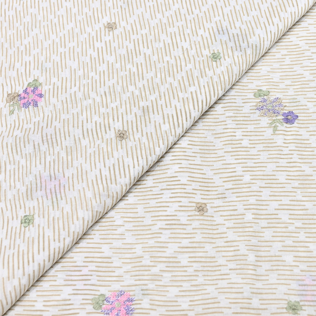 Premium Cotton Malmal Discharge Print Embroidery Fabric | Soft Lightweight Designer Fabric- GP4168A-7