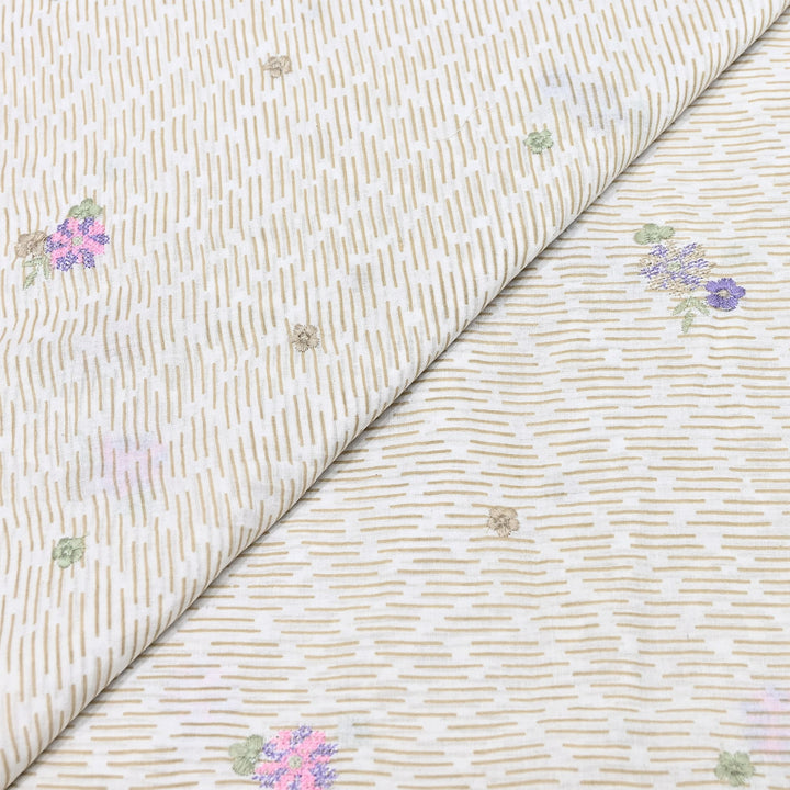 Premium Cotton Malmal Discharge Print Embroidery Fabric | Soft Lightweight Designer Fabric- GP4168A-7