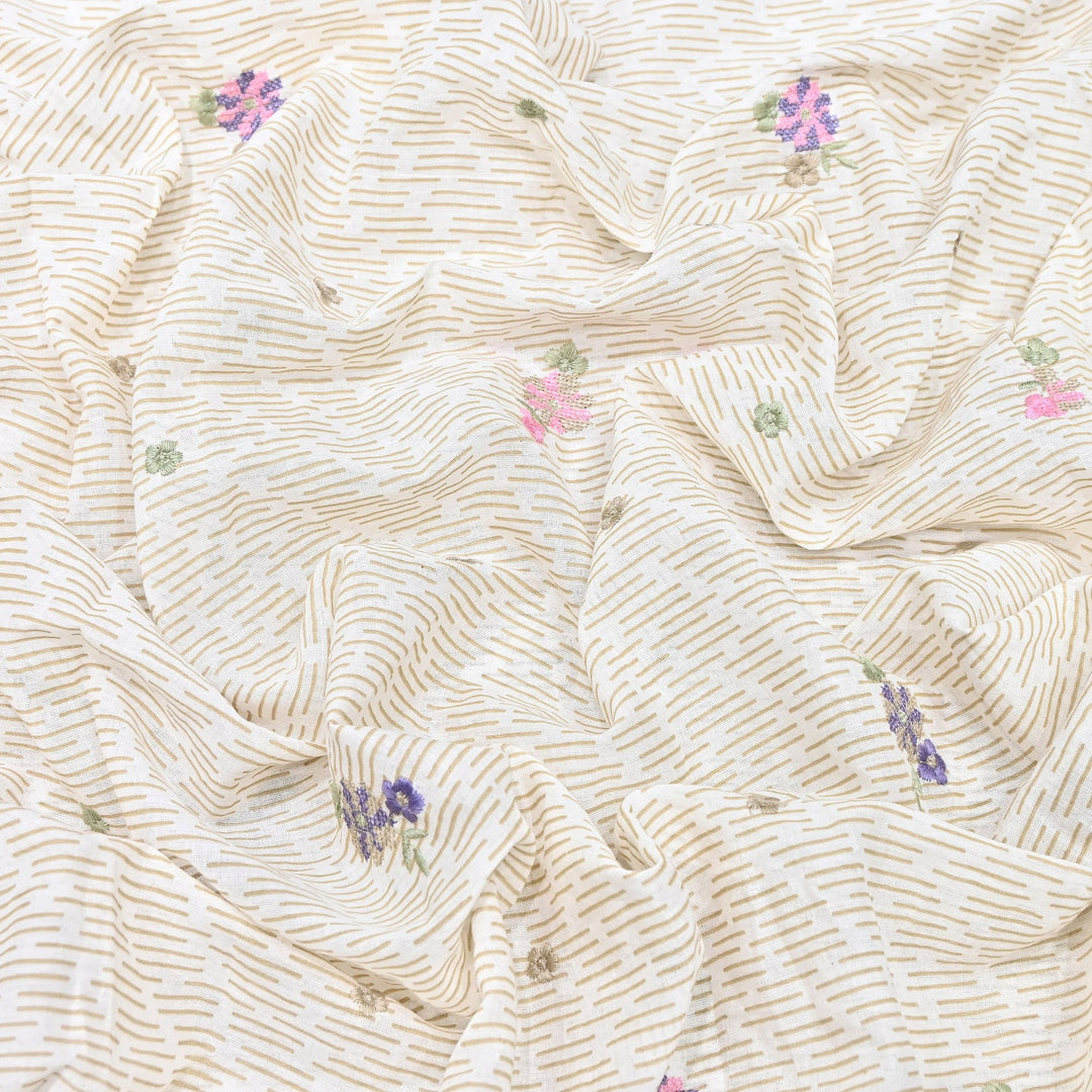 Premium Cotton Malmal Discharge Print Embroidery Fabric | Soft Lightweight Designer Fabric- GP4168A-7
