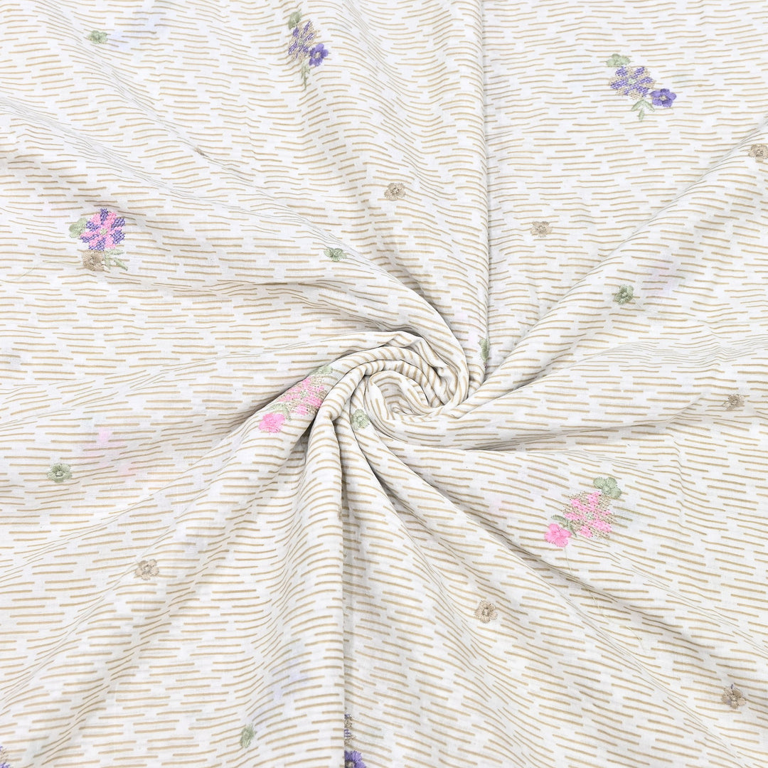 Premium Cotton Malmal Discharge Print Embroidery Fabric | Soft Lightweight Designer Fabric- GP4168A-7