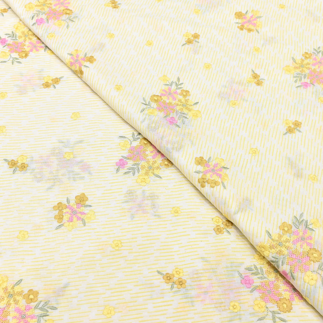 Premium Cotton Malmal Discharge Print Embroidery Fabric | Soft Lightweight Designer Fabric- GP4168-2