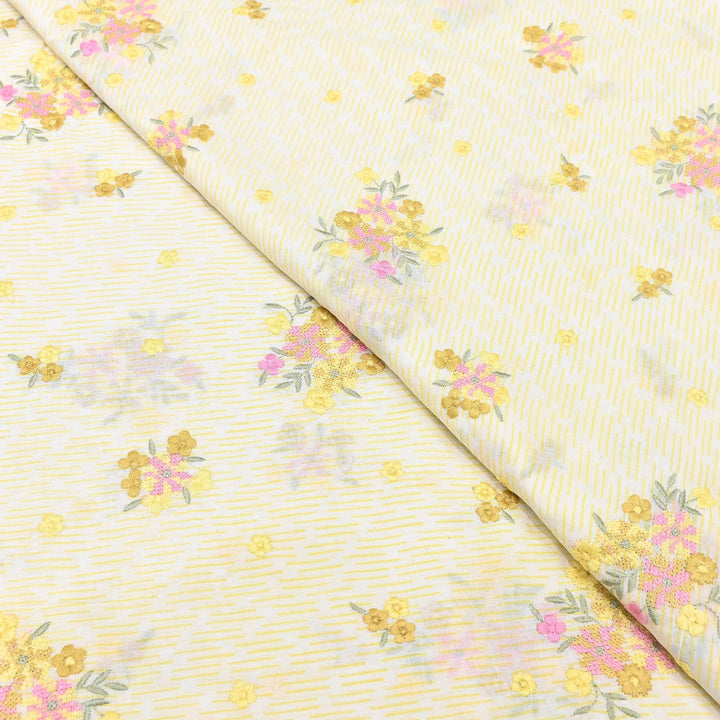 Premium Cotton Malmal Discharge Print Embroidery Fabric | Soft Lightweight Designer Fabric- GP4168-2