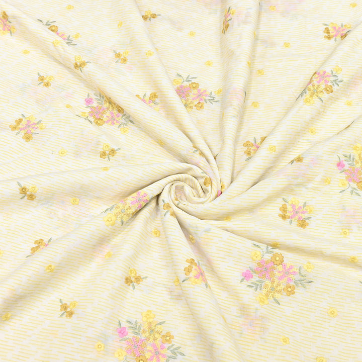 Premium Cotton Malmal Discharge Print Embroidery Fabric | Soft Lightweight Designer Fabric- GP4168-2