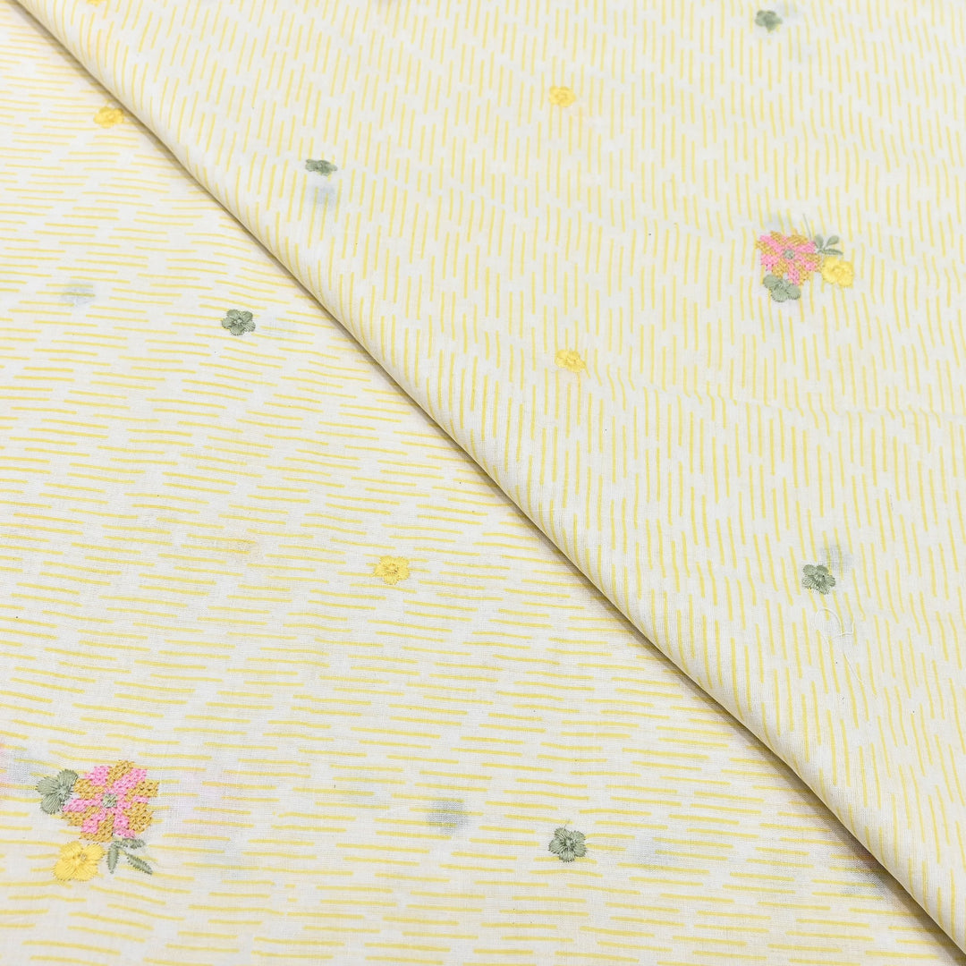 Premium Cotton Malmal Discharge Print Embroidery Fabric | Soft Lightweight Designer Fabric- GP4168A-2