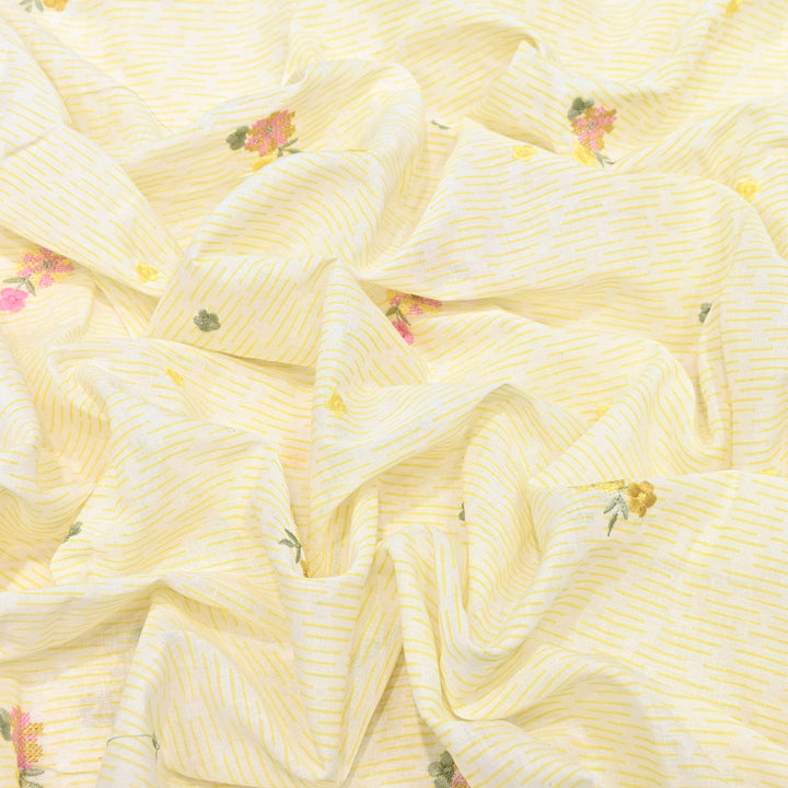 Premium Cotton Malmal Discharge Print Embroidery Fabric | Soft Lightweight Designer Fabric- GP4168A-2