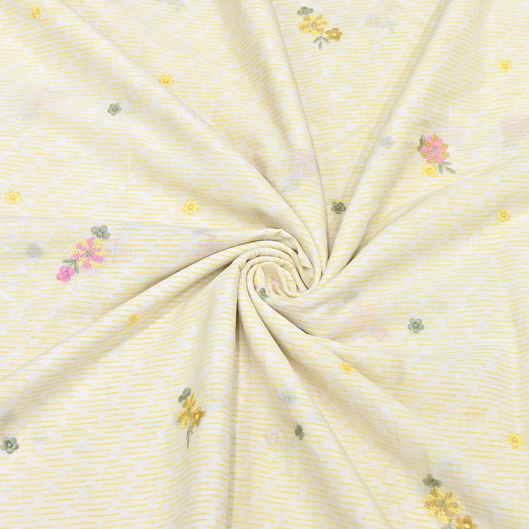 Premium Cotton Malmal Discharge Print Embroidery Fabric | Soft Lightweight Designer Fabric- GP4168A-2
