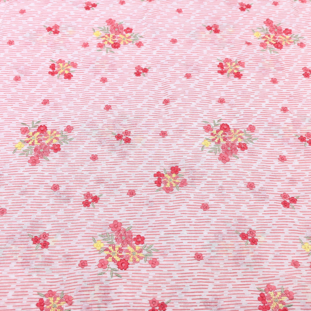 Premium Cotton Malmal Discharge Print Embroidery Fabric | Soft Lightweight Designer Fabric- GP4168-8