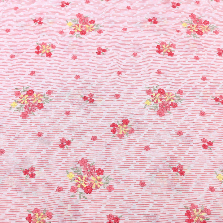 Premium Cotton Malmal Discharge Print Embroidery Fabric | Soft Lightweight Designer Fabric- GP4168-8