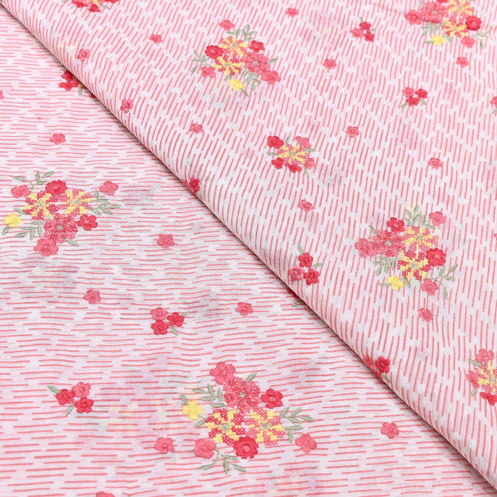 Premium Cotton Malmal Discharge Print Embroidery Fabric | Soft Lightweight Designer Fabric- GP4168-8