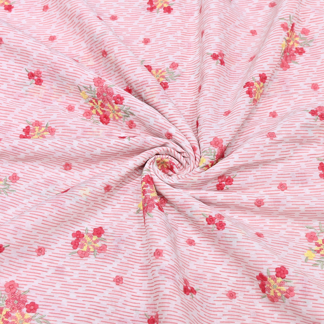 Premium Cotton Malmal Discharge Print Embroidery Fabric | Soft Lightweight Designer Fabric- GP4168-8