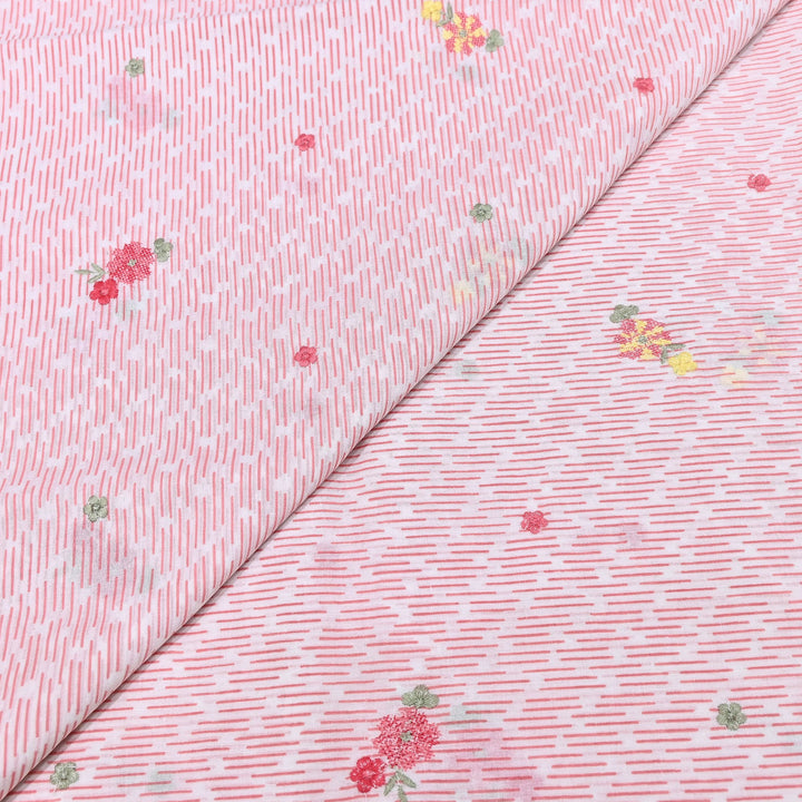 Premium Cotton Malmal Discharge Print Embroidery Fabric | Soft Lightweight Designer Fabric- GP4168A-8