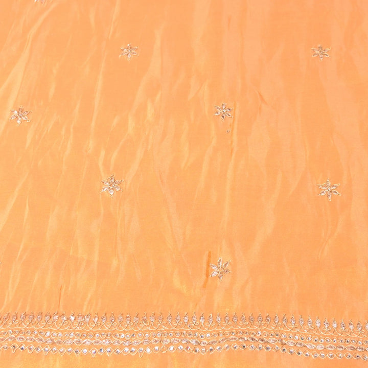 Apricot Color Tissue Dupatta Fabric with Stone & Zari Embroidery Border – Designer Dupatta Fabric 331282-3