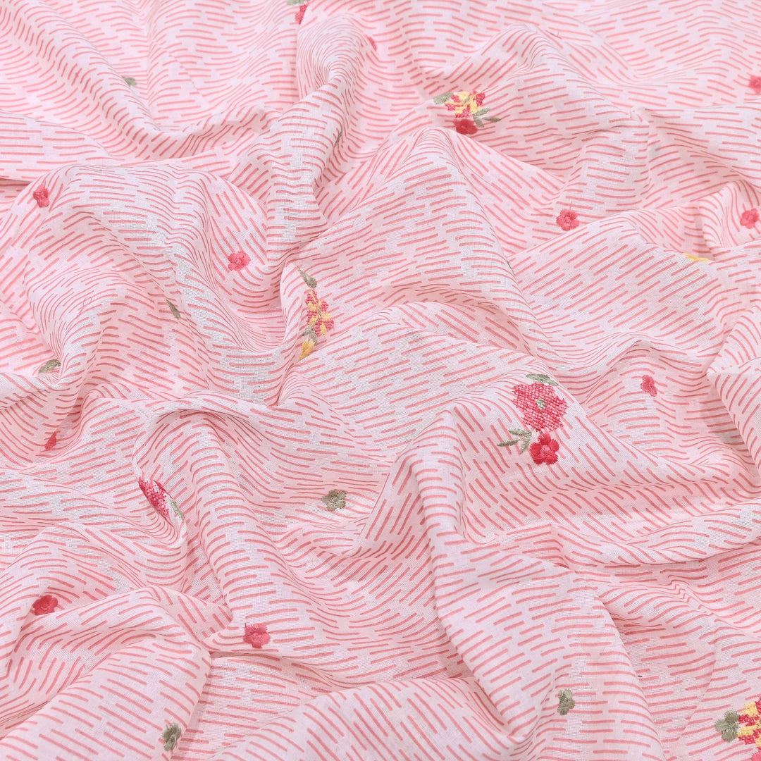 Premium Cotton Malmal Discharge Print Embroidery Fabric | Soft Lightweight Designer Fabric- GP4168A-8