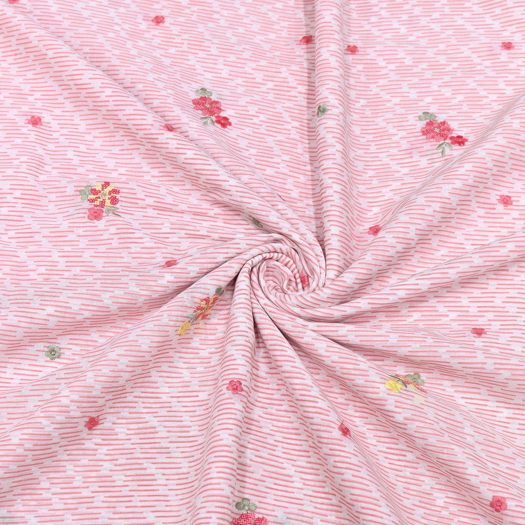Premium Cotton Malmal Discharge Print Embroidery Fabric | Soft Lightweight Designer Fabric- GP4168A-8