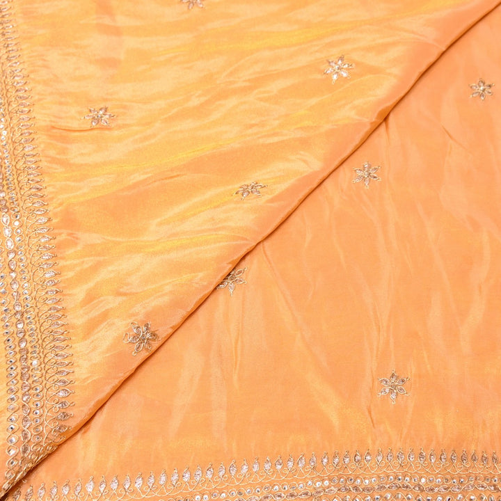 Apricot Color Tissue Dupatta Fabric with Stone & Zari Embroidery Border – Designer Dupatta Fabric 331282-3