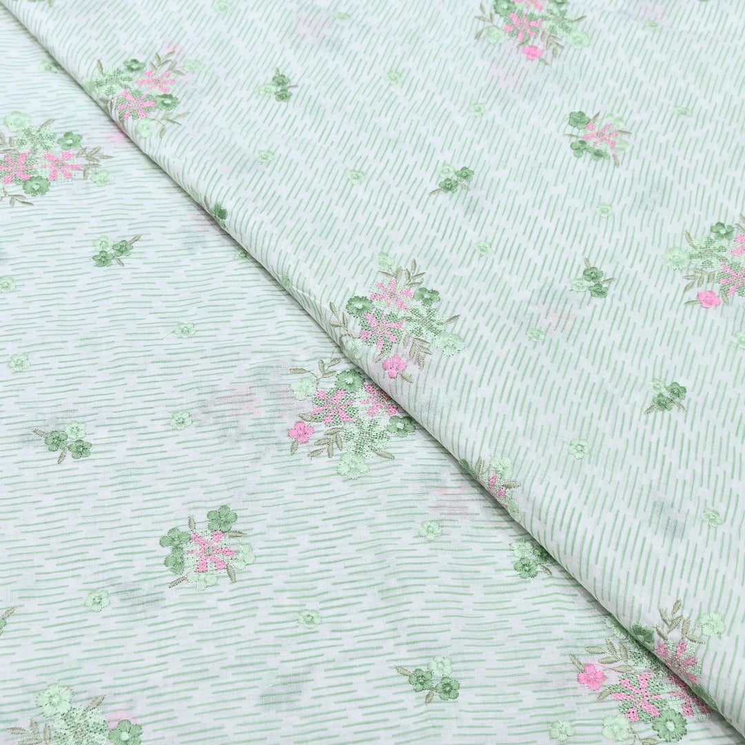 Premium Cotton Malmal Discharge Print Embroidery Fabric | Soft Lightweight Designer Fabric- GP4168-3
