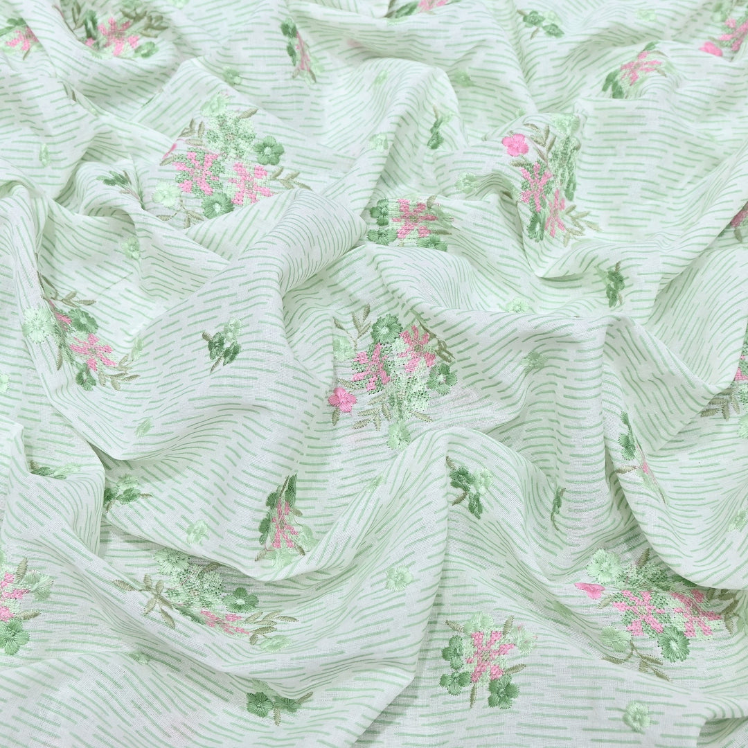 Premium Cotton Malmal Discharge Print Embroidery Fabric | Soft Lightweight Designer Fabric- GP4168-3