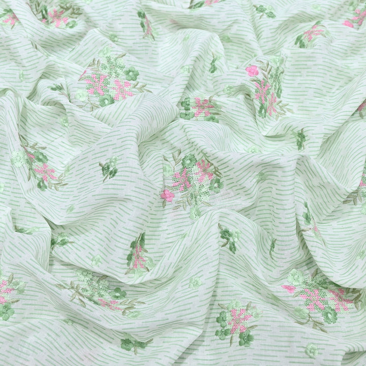 Premium Cotton Malmal Discharge Print Embroidery Fabric | Soft Lightweight Designer Fabric- GP4168-3