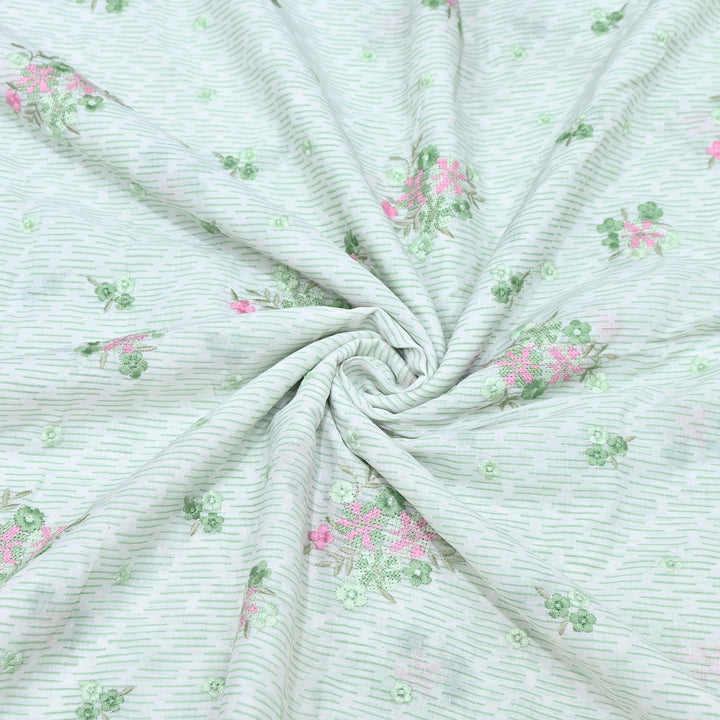 Premium Cotton Malmal Discharge Print Embroidery Fabric | Soft Lightweight Designer Fabric- GP4168-3
