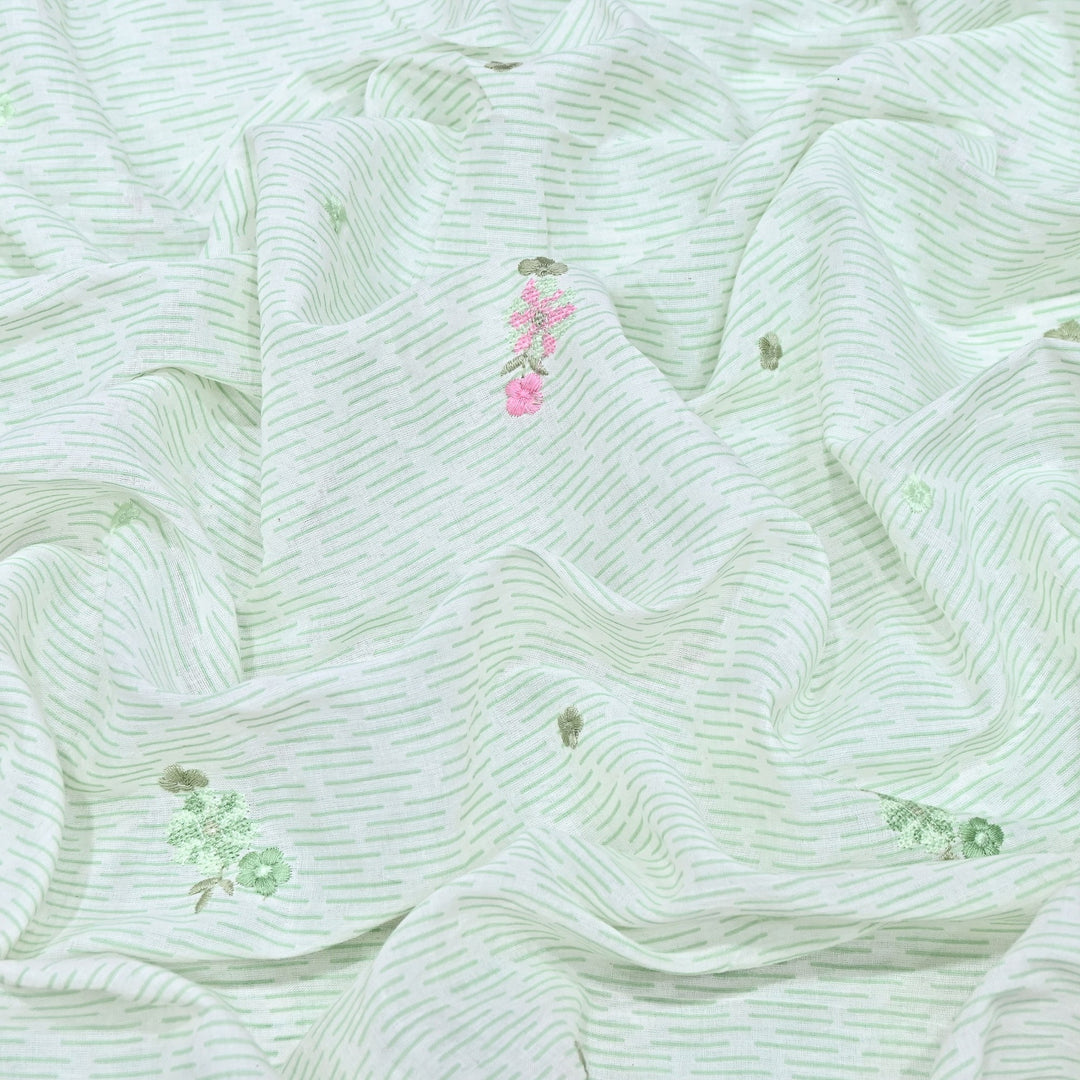 Premium Cotton Malmal Discharge Print Embroidery Fabric | Soft Lightweight Designer Fabric- GP4168A-3
