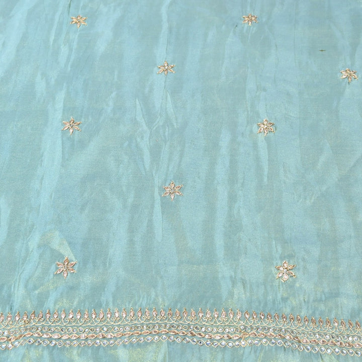 Powder Blue Tissue Dupatta Fabric with Stone & Zari Embroidery Border – Designer Dupatta Fabric 331282-4