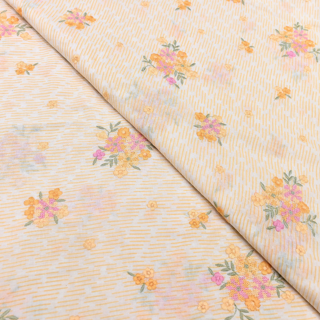 Premium Cotton Malmal Discharge Print Embroidery Fabric | Soft Lightweight Designer Fabric- GP4168-4