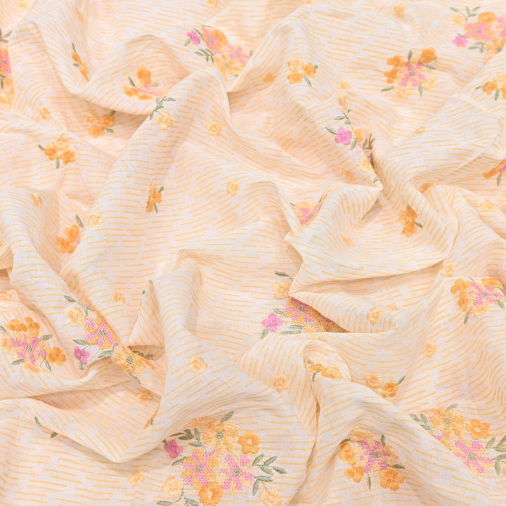 Premium Cotton Malmal Discharge Print Embroidery Fabric | Soft Lightweight Designer Fabric- GP4168-4