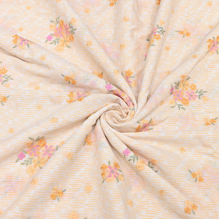 Premium Cotton Malmal Discharge Print Embroidery Fabric | Soft Lightweight Designer Fabric- GP4168-4