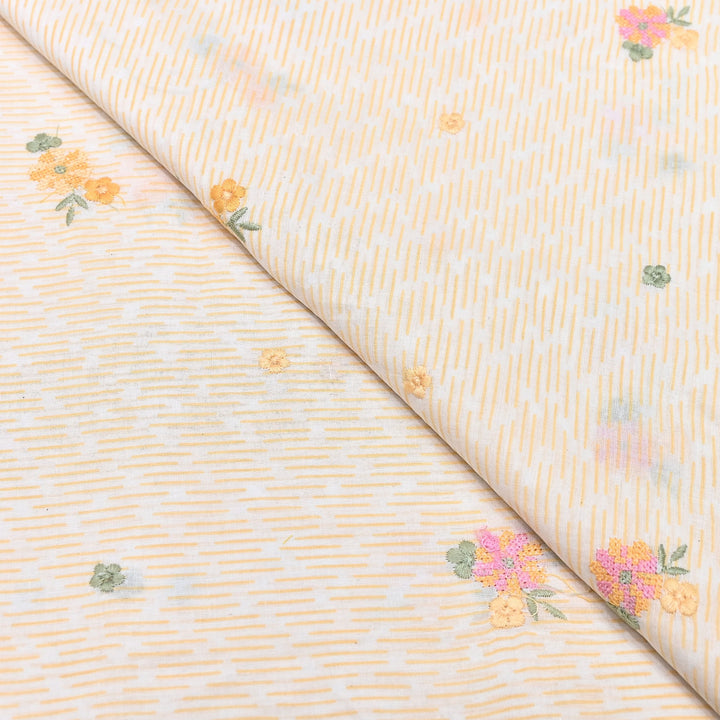 Premium Cotton Malmal Discharge Print Embroidery Fabric | Soft Lightweight Designer Fabric- GP4168A-4