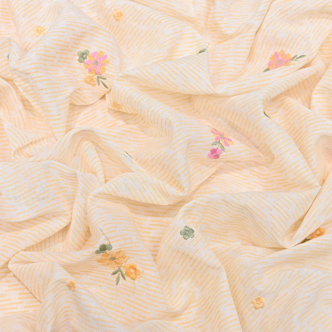 Premium Cotton Malmal Discharge Print Embroidery Fabric | Soft Lightweight Designer Fabric- GP4168A-4