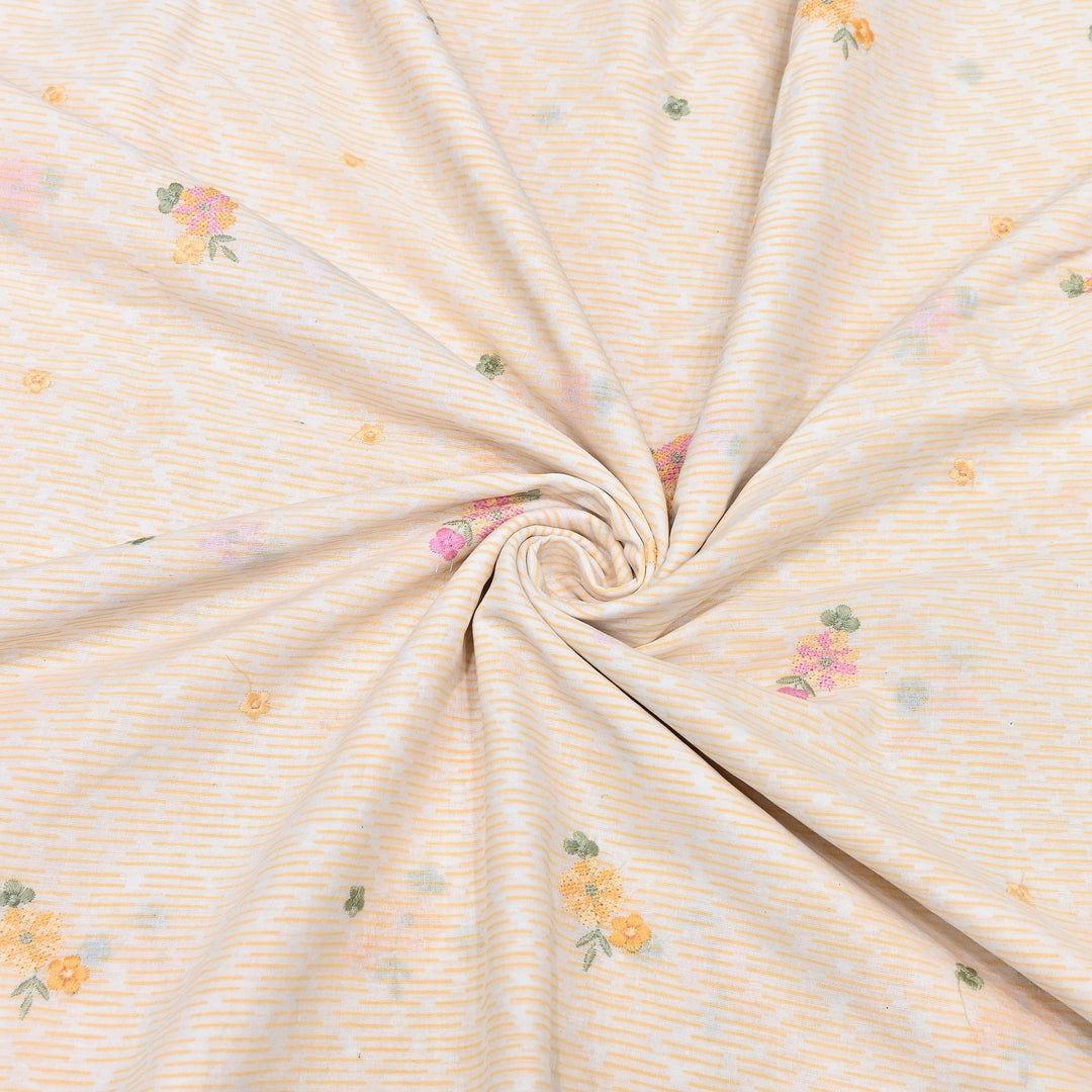 Premium Cotton Malmal Discharge Print Embroidery Fabric | Soft Lightweight Designer Fabric- GP4168A-4