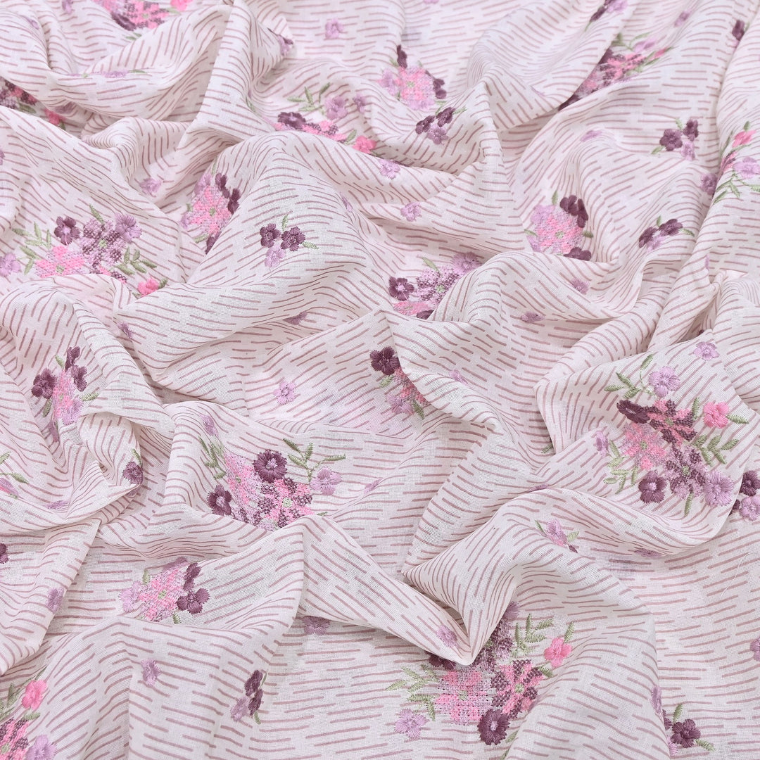 Premium Cotton Malmal Discharge Print Embroidery Fabric | Soft Lightweight Designer Fabric- GP4168-6