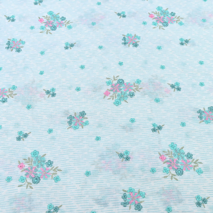 Premium Cotton Malmal Discharge Print Embroidery Fabric | Soft Lightweight Designer Fabric- GP4168-5