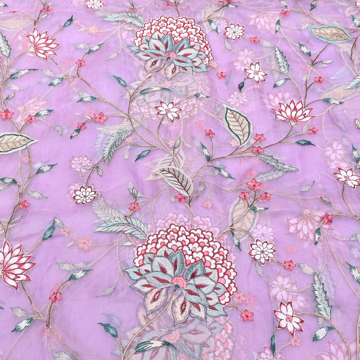 Premium Silk Organza Thread Embroidery Fabric | Designer Fabric | PS1978-01