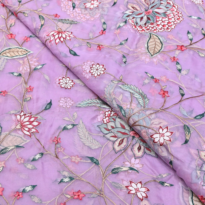 Premium Silk Organza Thread Embroidery Fabric | Designer Fabric | PS1978-01
