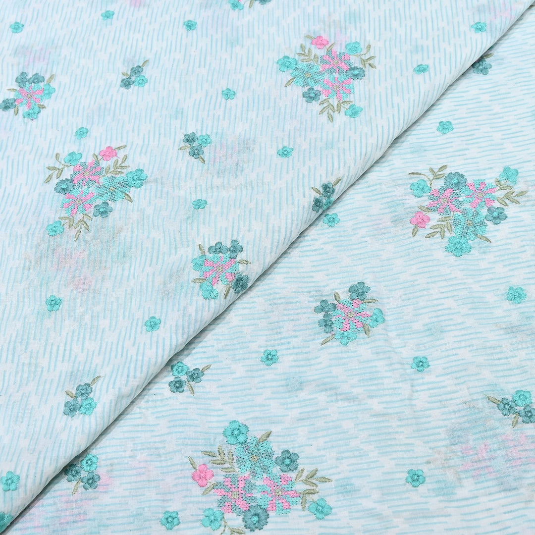 Premium Cotton Malmal Discharge Print Embroidery Fabric | Soft Lightweight Designer Fabric- GP4168-5