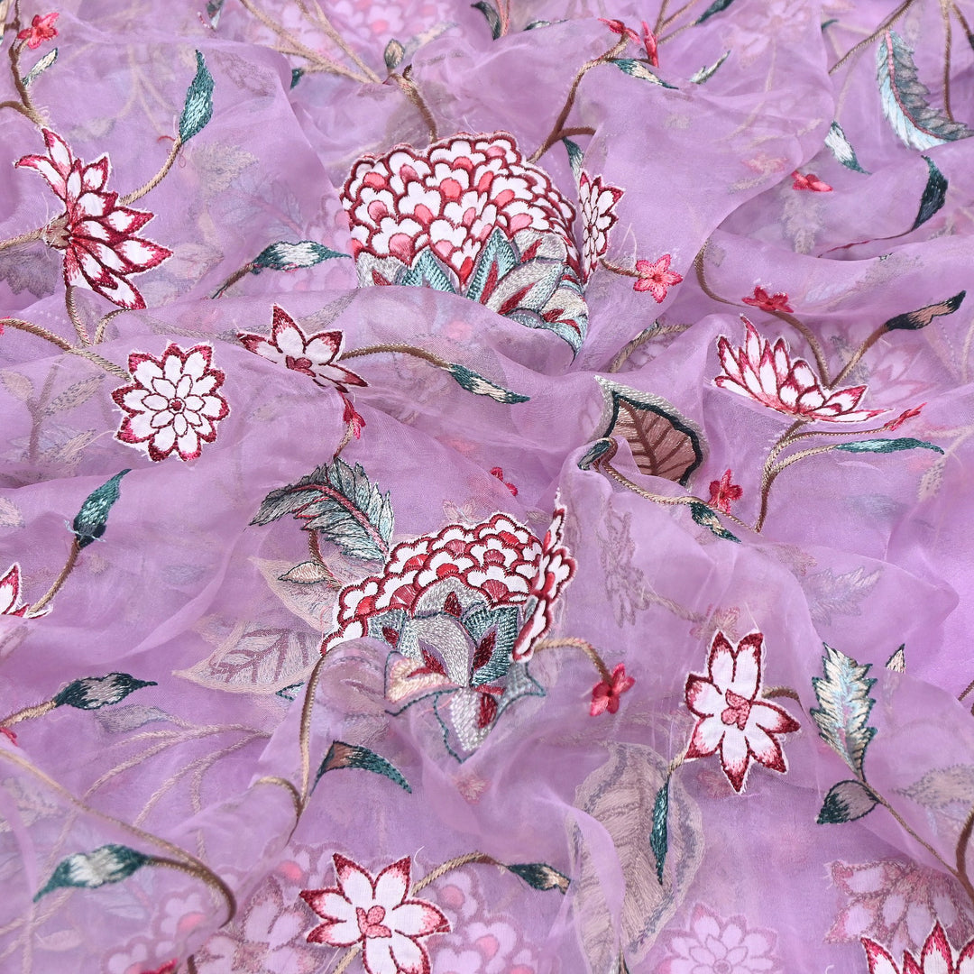 Premium Silk Organza Thread Embroidery Fabric | Designer Fabric | PS1978-01