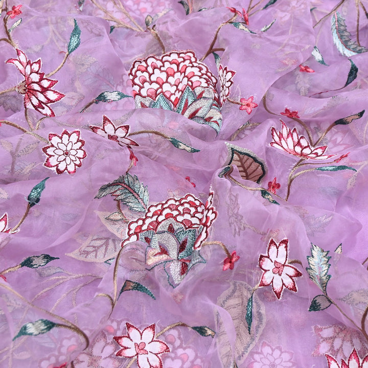 Premium Silk Organza Thread Embroidery Fabric | Designer Fabric | PS1978-01