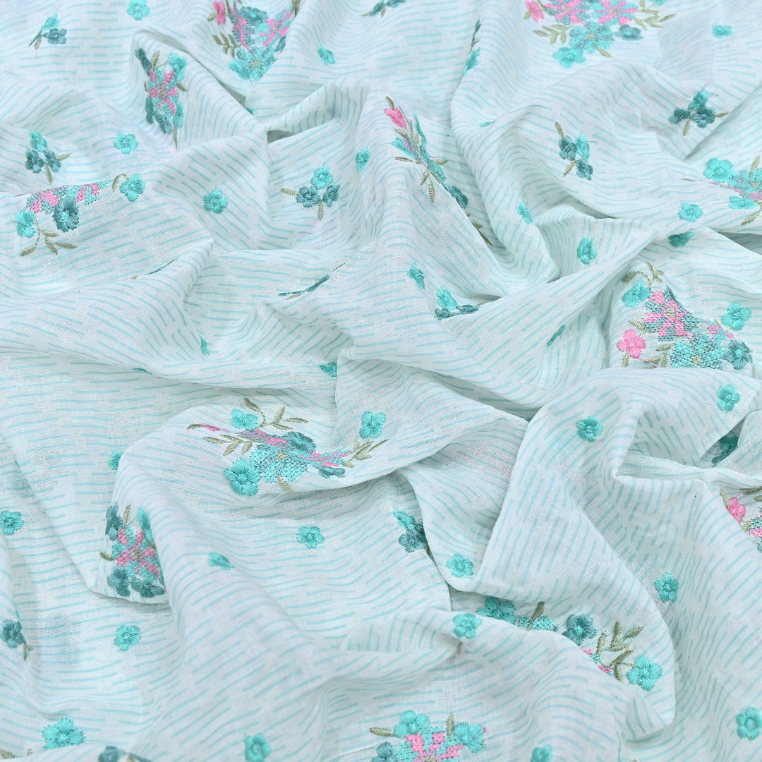Premium Cotton Malmal Discharge Print Embroidery Fabric | Soft Lightweight Designer Fabric- GP4168-5