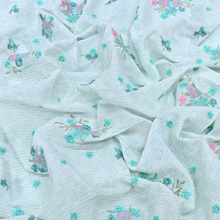Premium Cotton Malmal Discharge Print Embroidery Fabric | Soft Lightweight Designer Fabric- GP4168-5