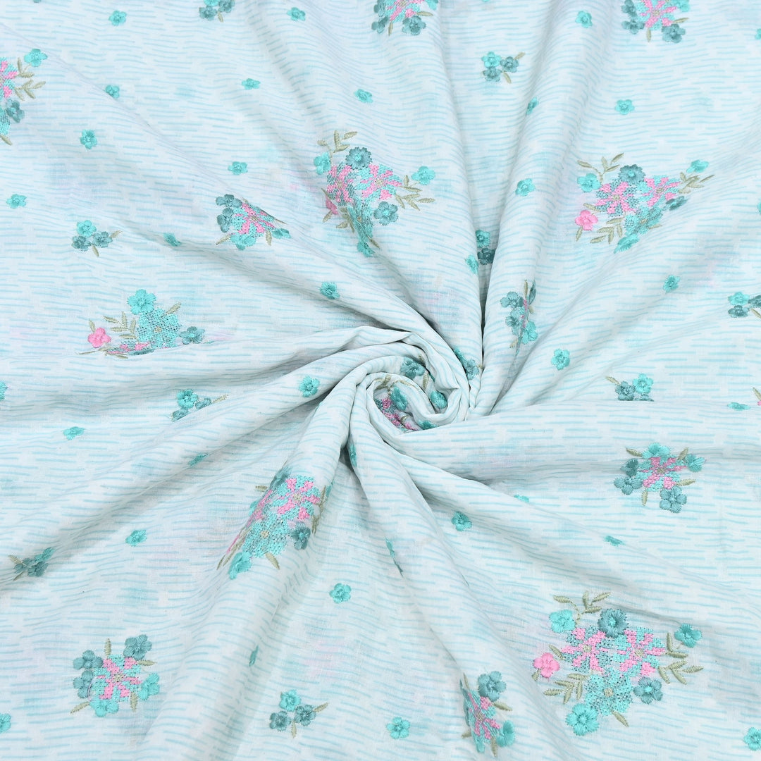 Premium Cotton Malmal Discharge Print Embroidery Fabric | Soft Lightweight Designer Fabric- GP4168-5